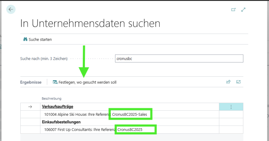 Globale Suche (Tell me) erweitern