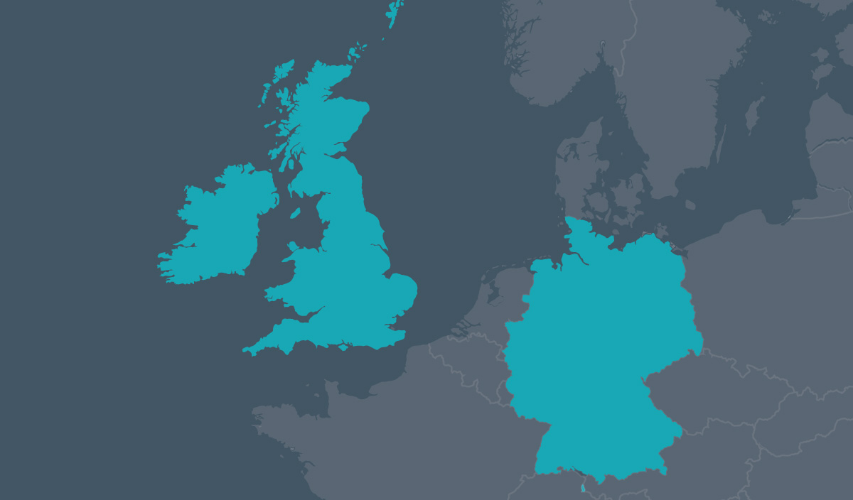 Map of UK and Germany