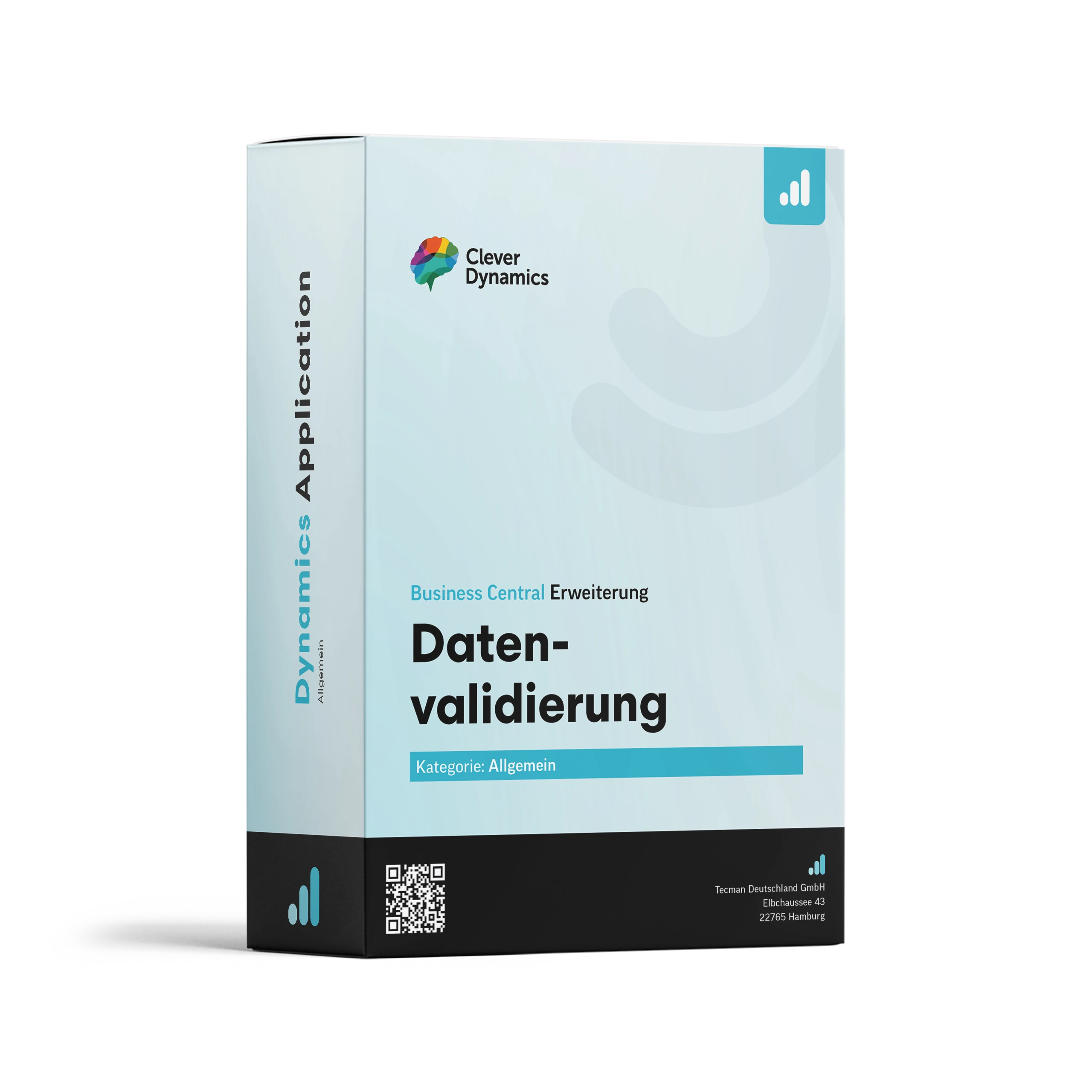 Clever Dynamics – Datenvalidierung Eine Softwarebox die die App Datenvalidierung von Clever Dynamics zeigt.