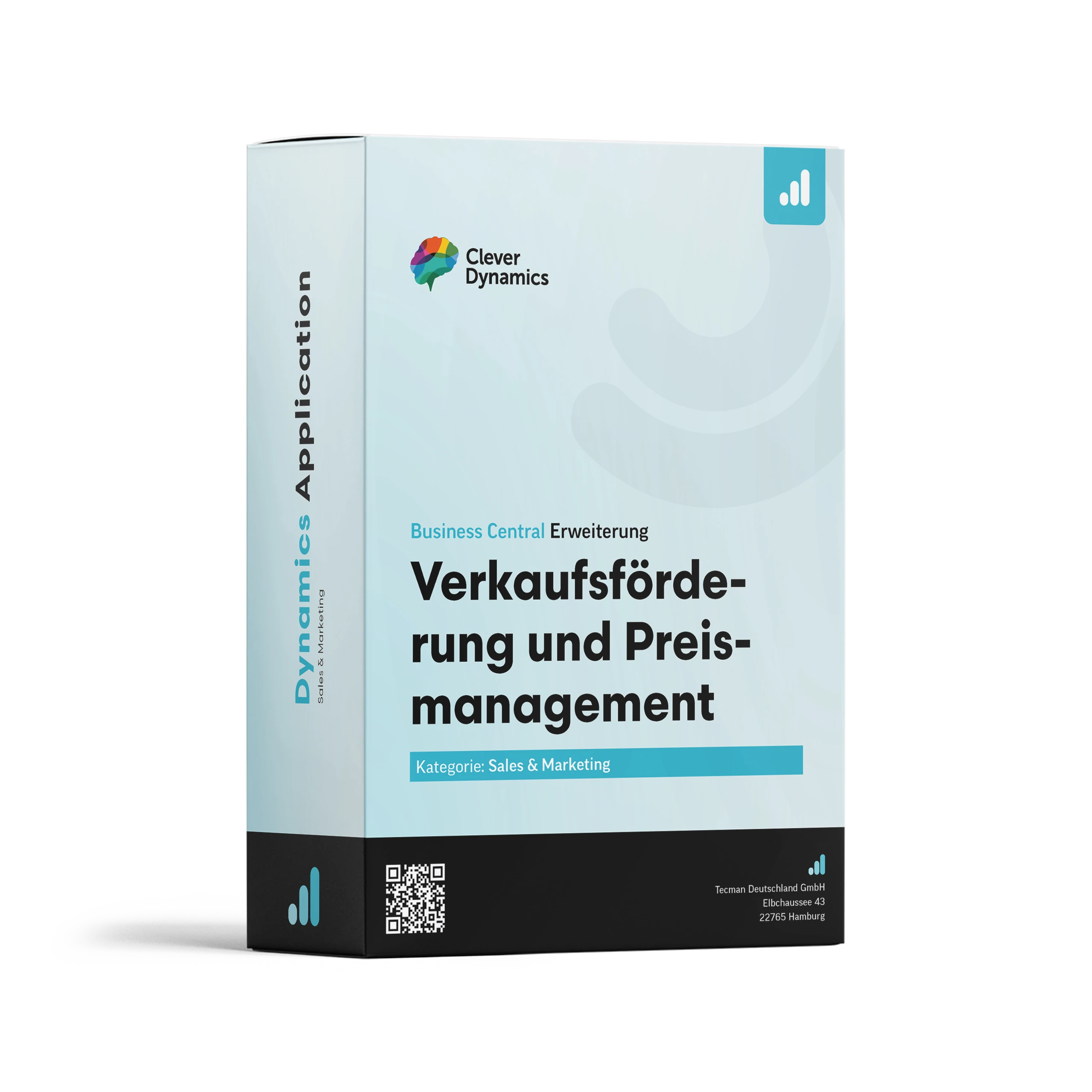 Clever Dynamics – Verkaufsförderung und Preismanagement Eine Softwarebox die die App Verkaufsförderung und Preismanagement von Clever Dynamics zeigt.