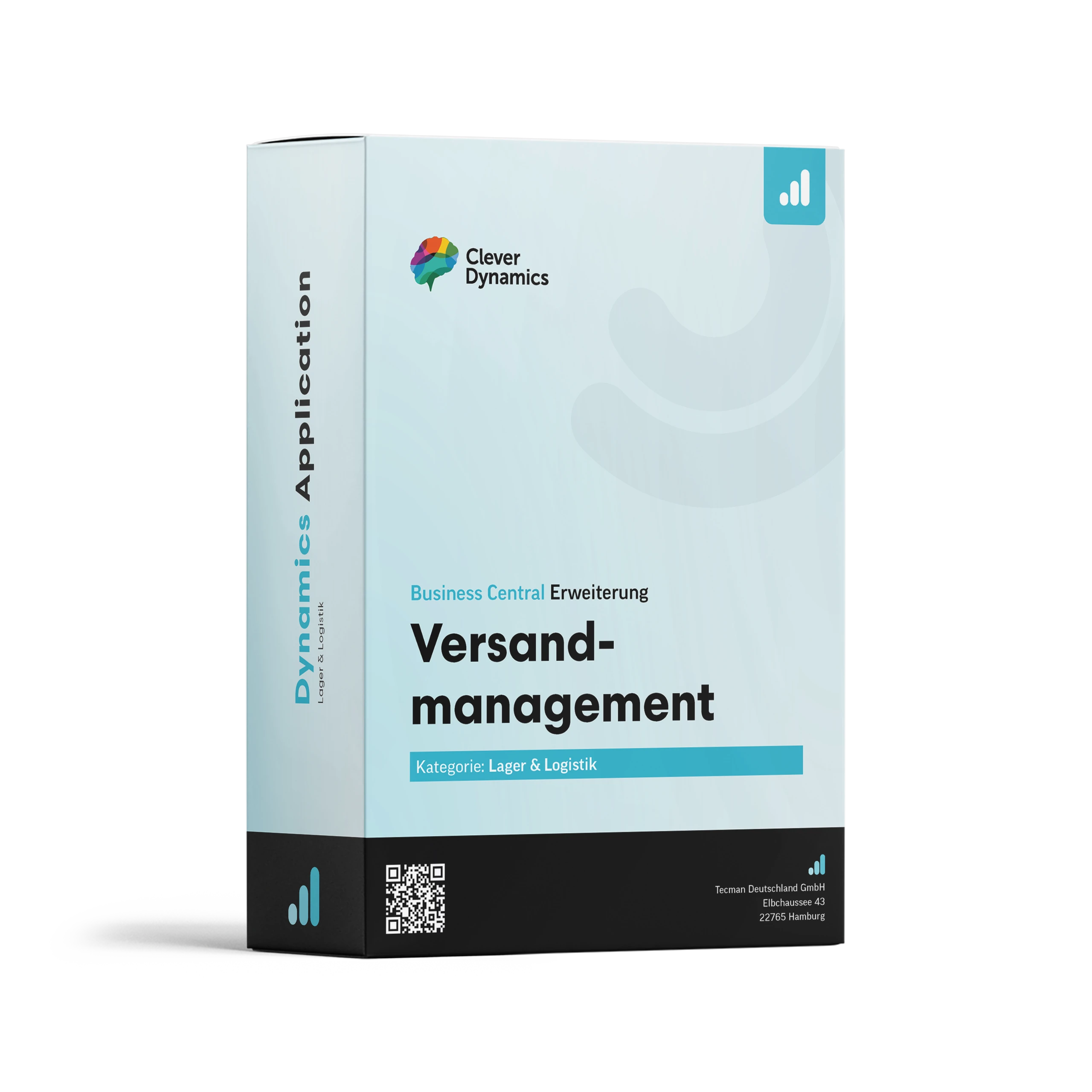 Eine Softwarebox die die App Versandmanagement von Clever Dynamics zeigt.