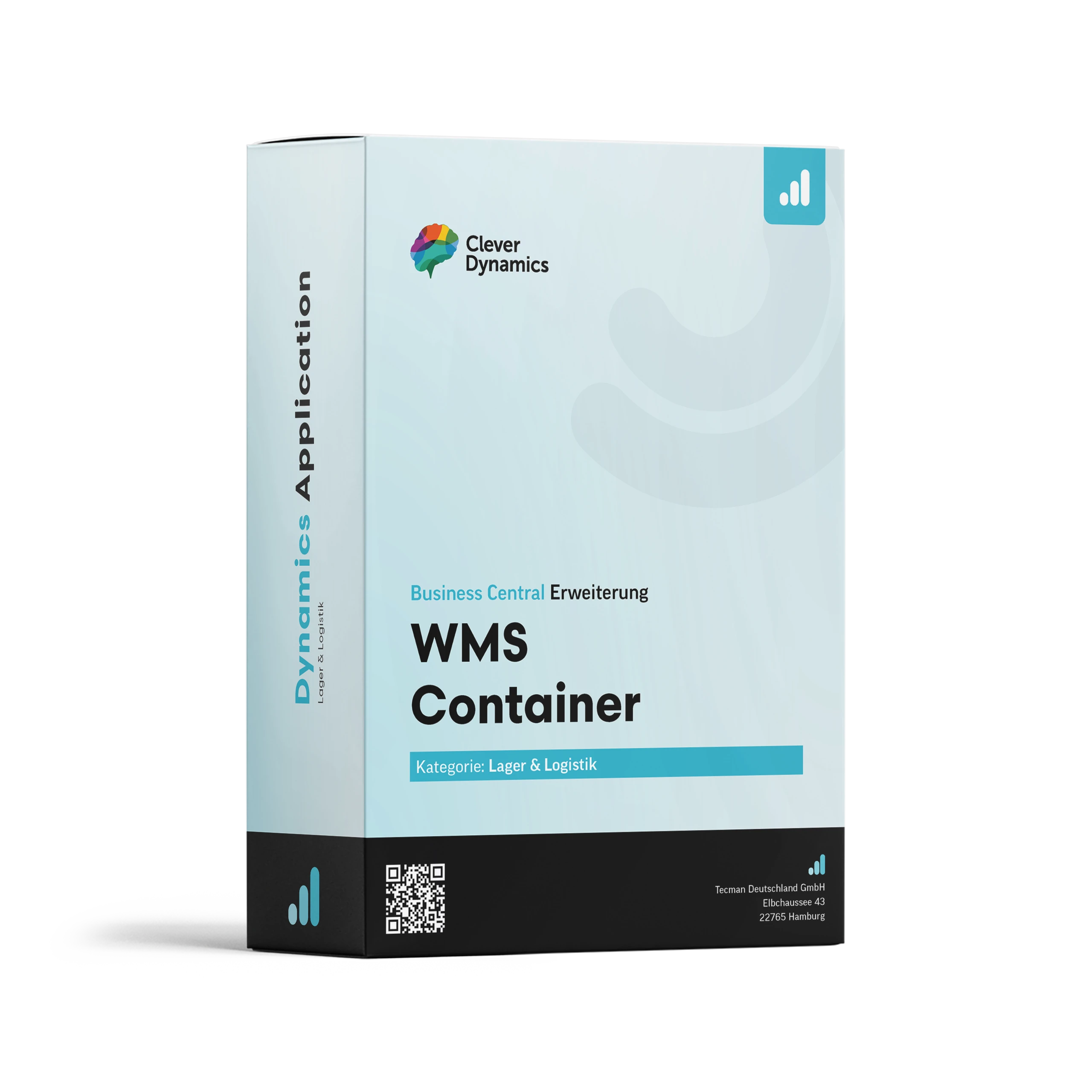 Clever Dynamics – WMS Container Eine Softwarebox die die App WMS Container von Clever Dynamics zeigt.