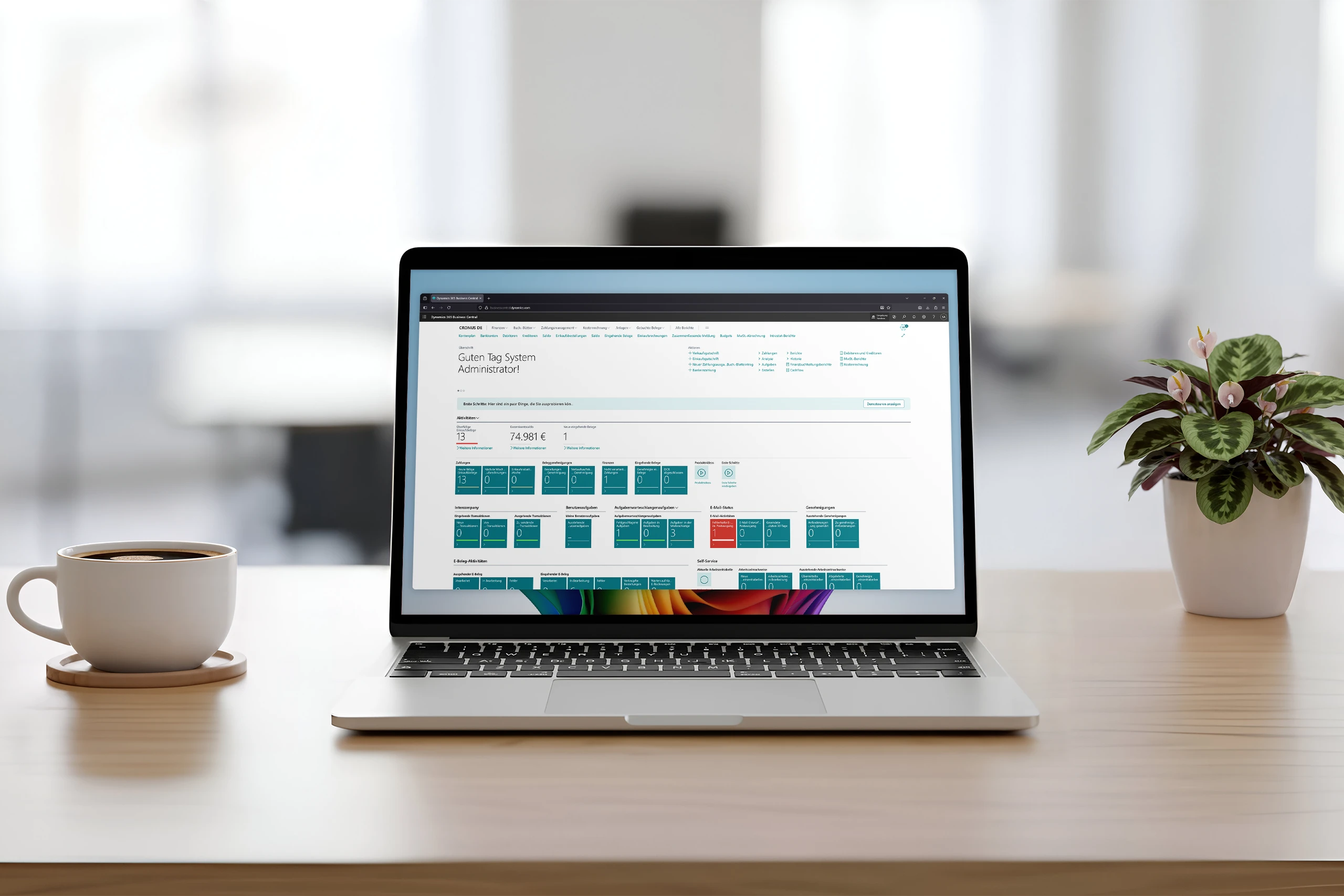 Moderner Laptop mit Microsoft Dynamic 365 Business Central.